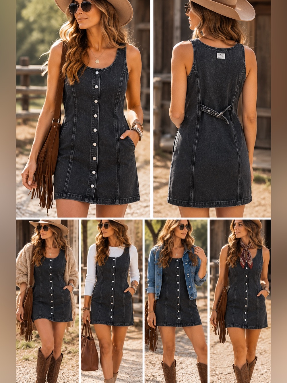 Levi's Strauss &Co.Two Horse Brand Overalls and Denim Charcoal Sheet Dress large